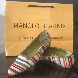 New 100% authentic Manolo Blahnik Striped Loafers